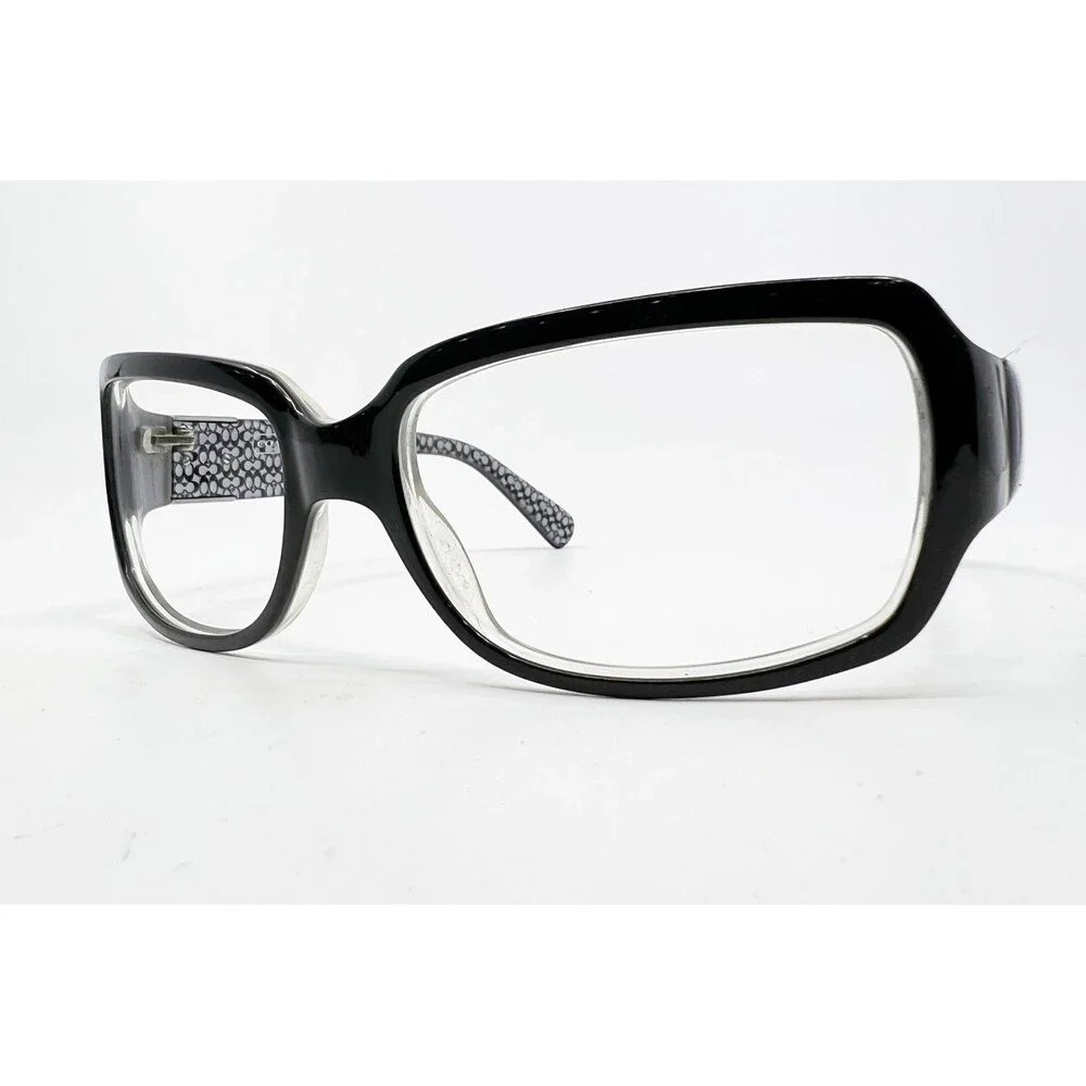 Coach Eyeglasses Womens Black Signature Pattern Rectangle Frames 51-16-135